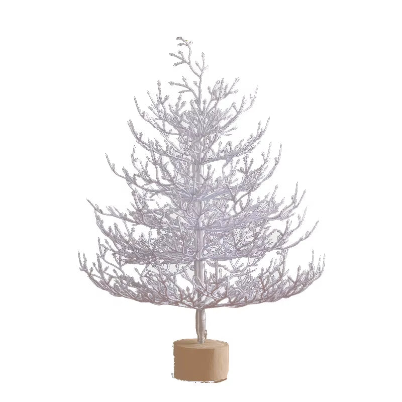 Festive Christmas Tree Desktop Decor - White Decorative Balls & Simulation Tree for Holiday Cheer