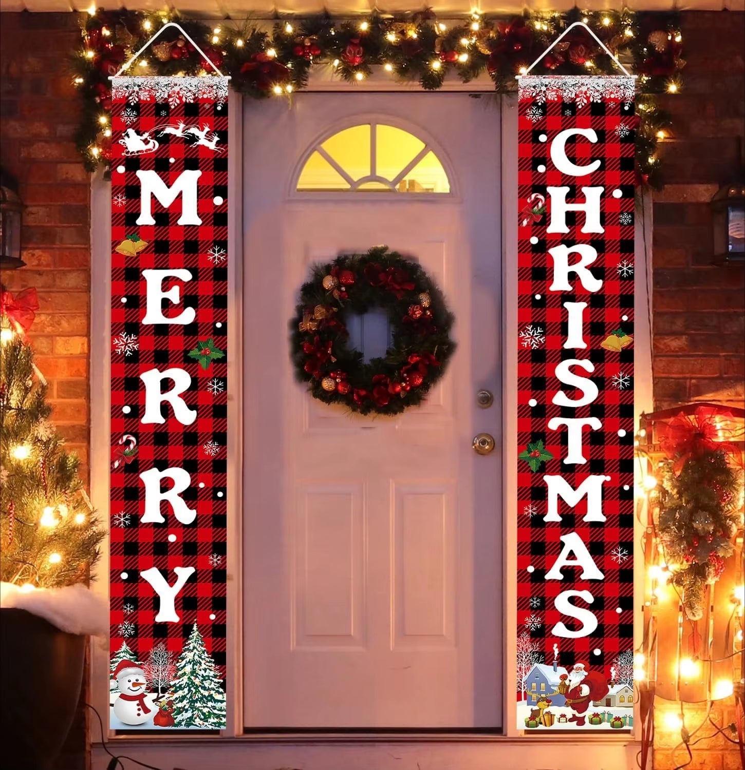 Christmas Decorations Merry Christmas Banner Xmas Porch Door Sign Welcome Banner for Wall Home Party Decor Christmas Decorations