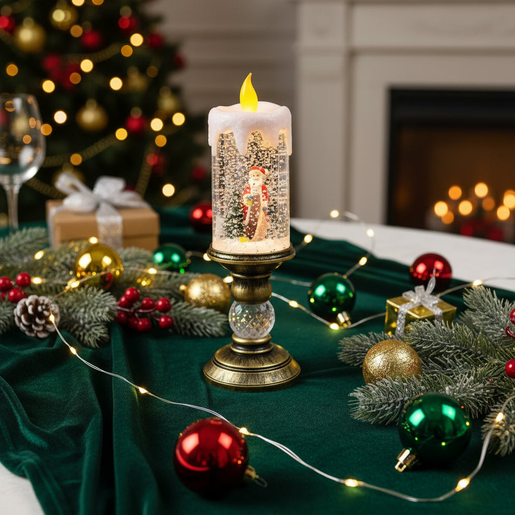 Christmas LED Candle Lights Fantasy Flameless Swirling Glitter Candle Lamp Crystal Electronic Candles for Christmas Party Decor