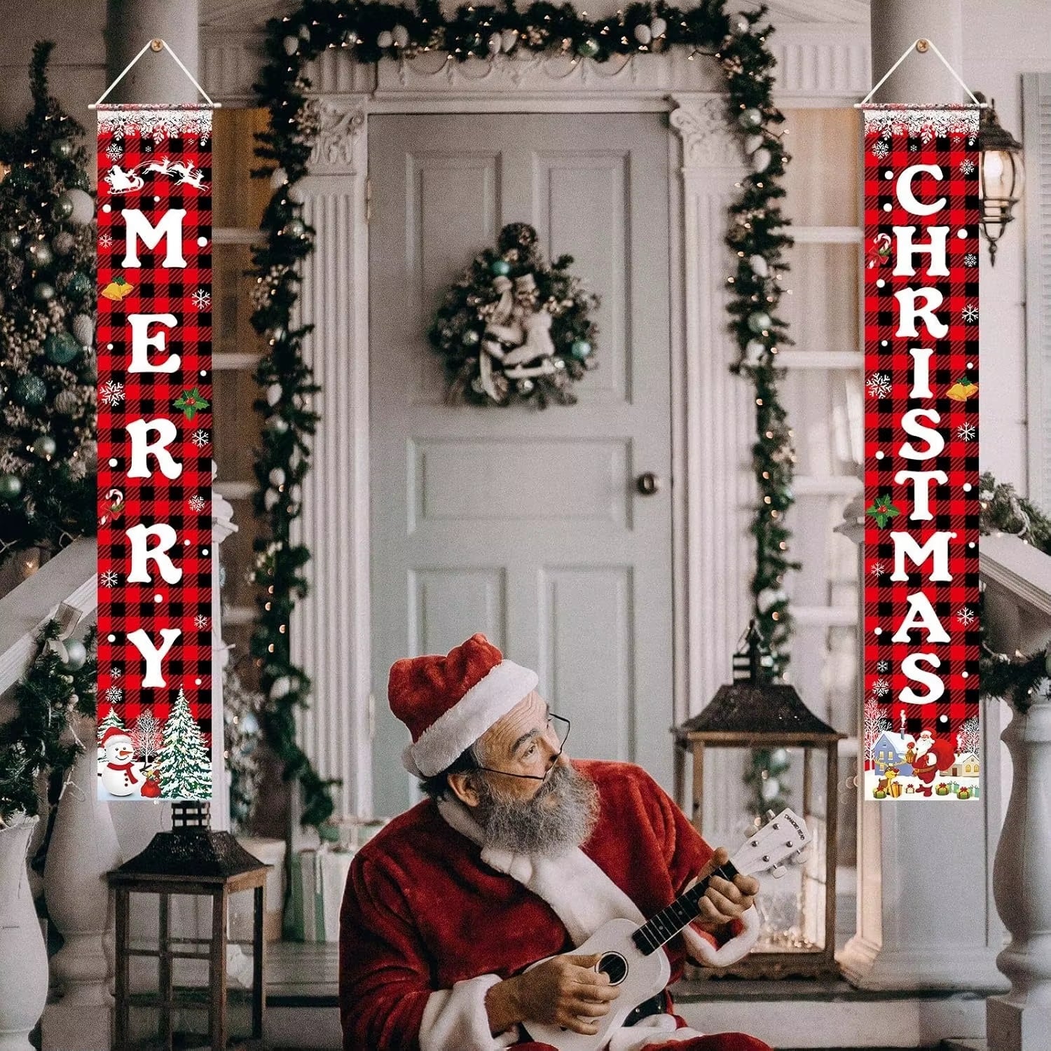 Christmas Decorations Merry Christmas Banner Xmas Porch Door Sign Welcome Banner for Wall Home Party Decor Christmas Decorations