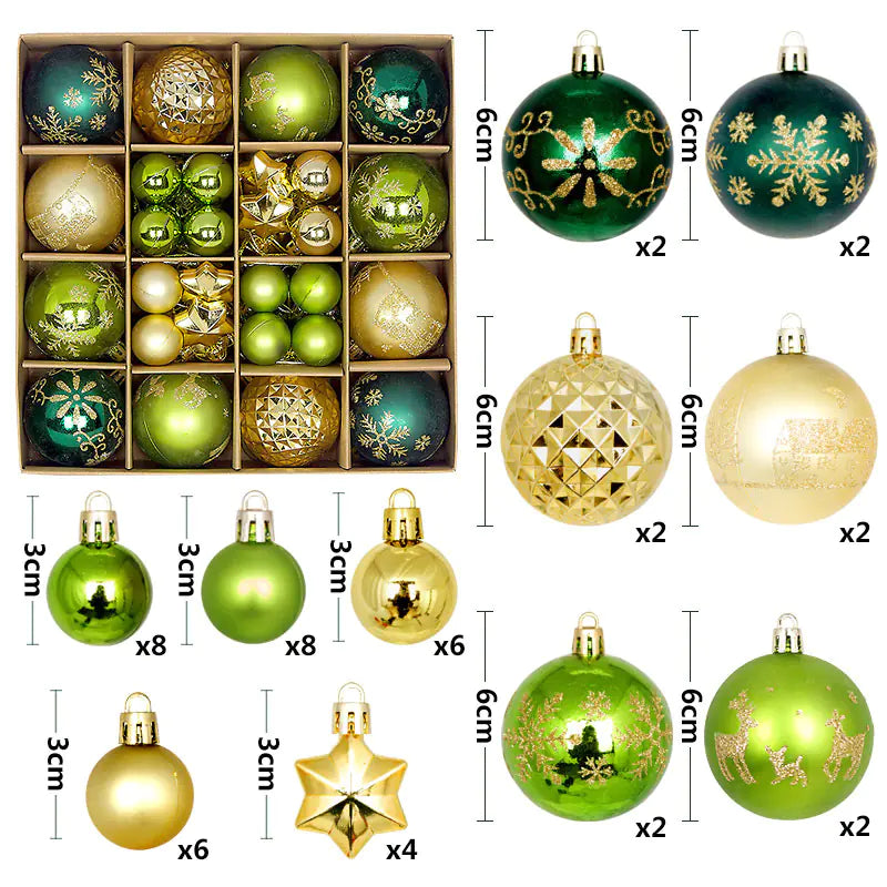 Christmas Ornaments Set with Decorative Balls 44pcs