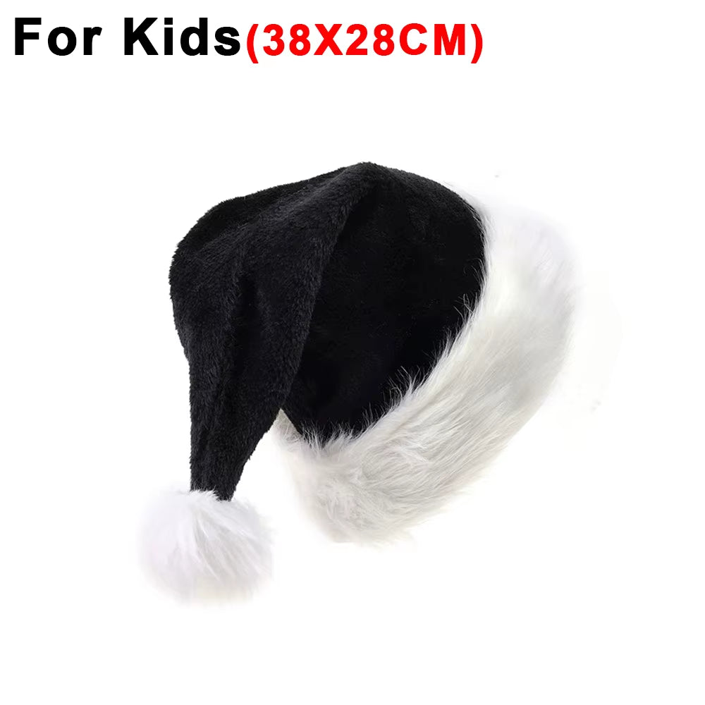 Merry Christmas Hats Thickened Long Plush Santa Claus Red Xmas Hats for Adult Kids Christmas New Year Party Decorations Gifts