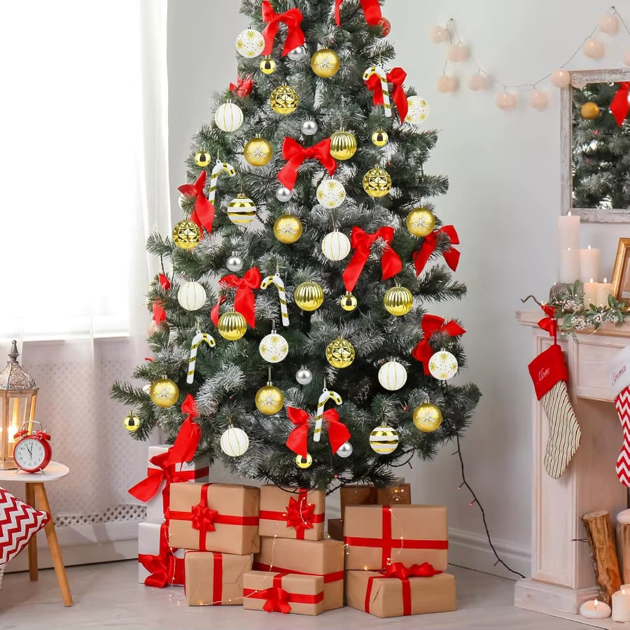 Gold and White Christmas Balls Ornaments 40Pcs Xmas Tree Decorations Shatterproof Christmas Ornaments Hanging Ball Ornament Dec