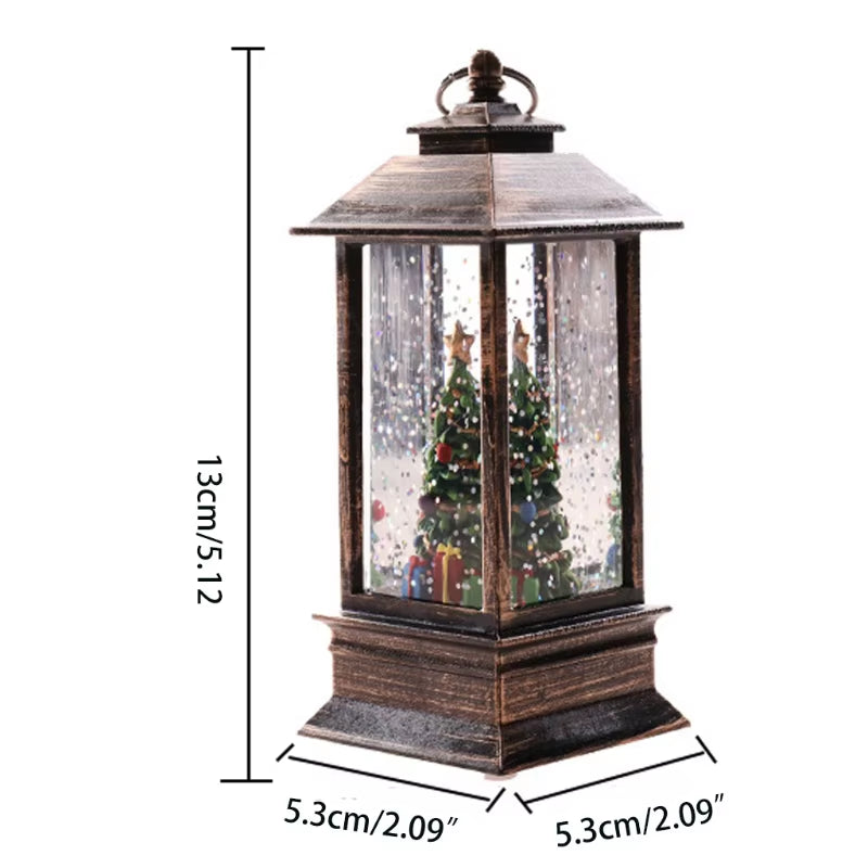 Christmas Snow Globe Lantern LED Light Water Glittering Santa Night Lamp Decor