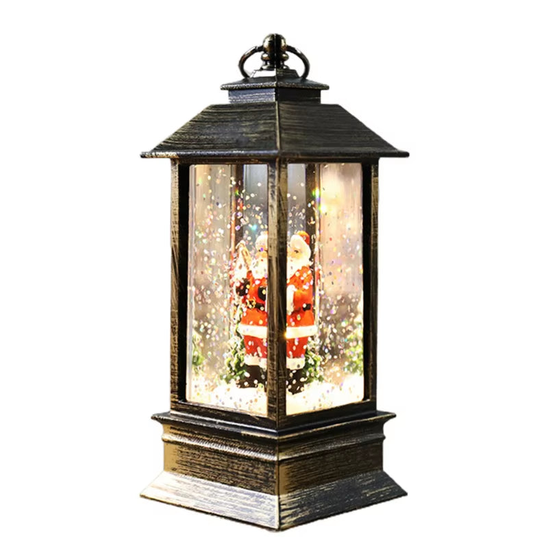 Christmas Snow Globe Lantern LED Light Water Glittering Santa Night Lamp Decor