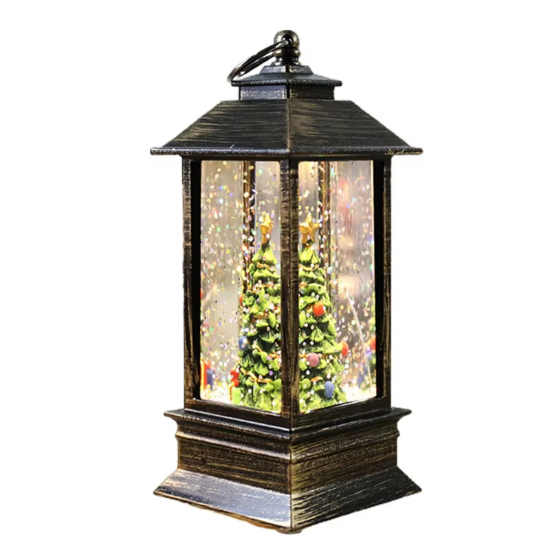 Christmas Snow Globe Lantern LED Light Water Glittering Santa Night Lamp Decor
