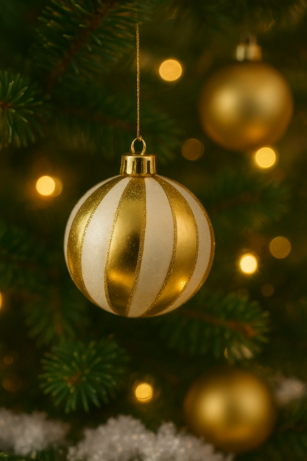 Elegant Gold & White Christmas Tree Decor