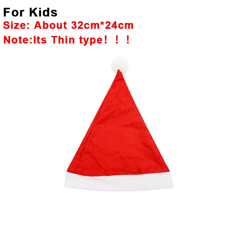 Merry Christmas Hats Thickened Long Plush Santa Claus Red Xmas Hats for Adult Kids Christmas New Year Party Decorations Gifts