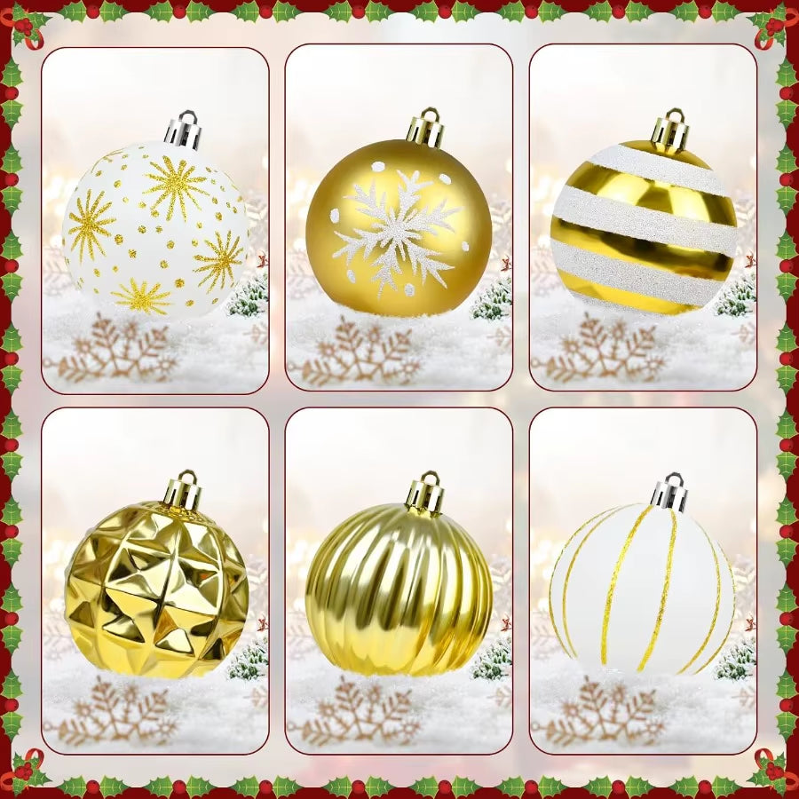 Gold and White Christmas Balls Ornaments 40Pcs Xmas Tree Decorations Shatterproof Christmas Ornaments Hanging Ball Ornament Dec
