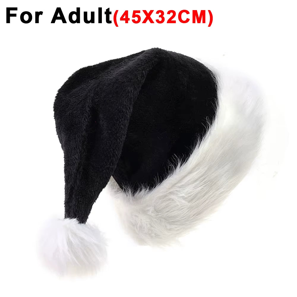 Merry Christmas Hats Thickened Long Plush Santa Claus Red Xmas Hats for Adult Kids Christmas New Year Party Decorations Gifts