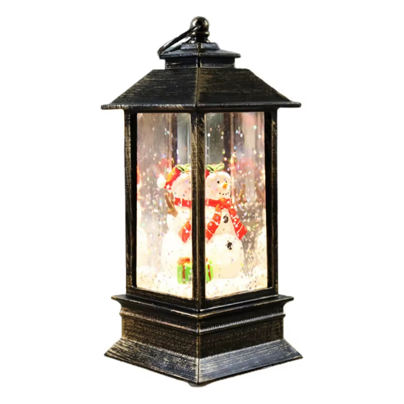 Christmas Snow Globe Lantern LED Light Water Glittering Santa Night Lamp Decor