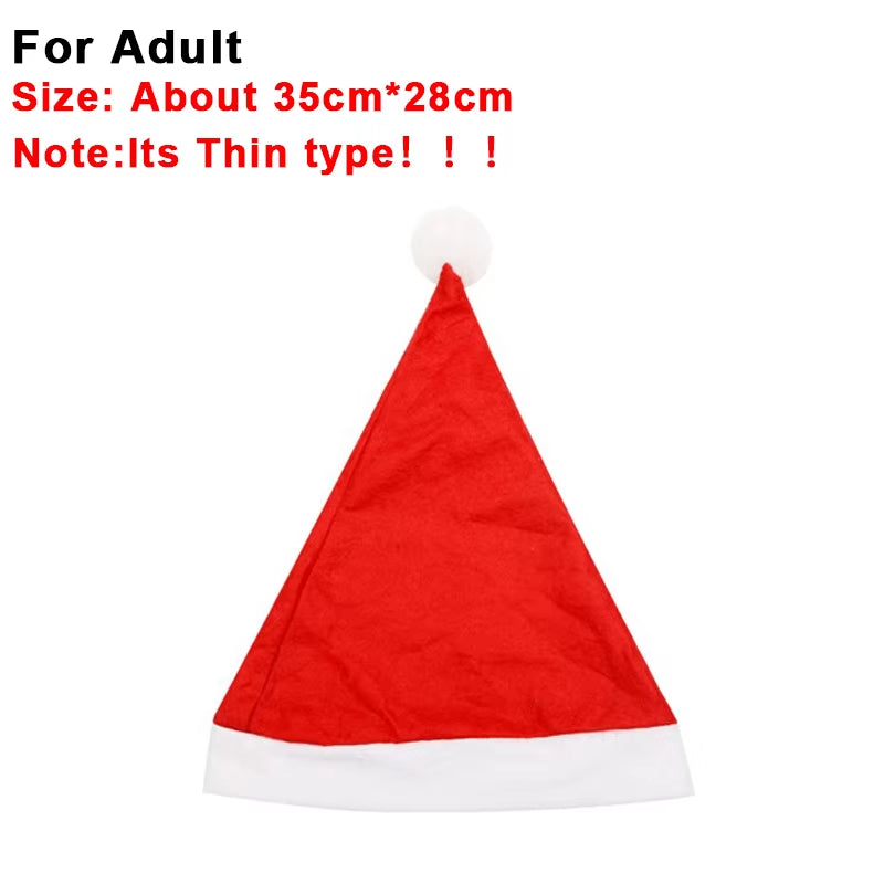 Merry Christmas Hats Thickened Long Plush Santa Claus Red Xmas Hats for Adult Kids Christmas New Year Party Decorations Gifts
