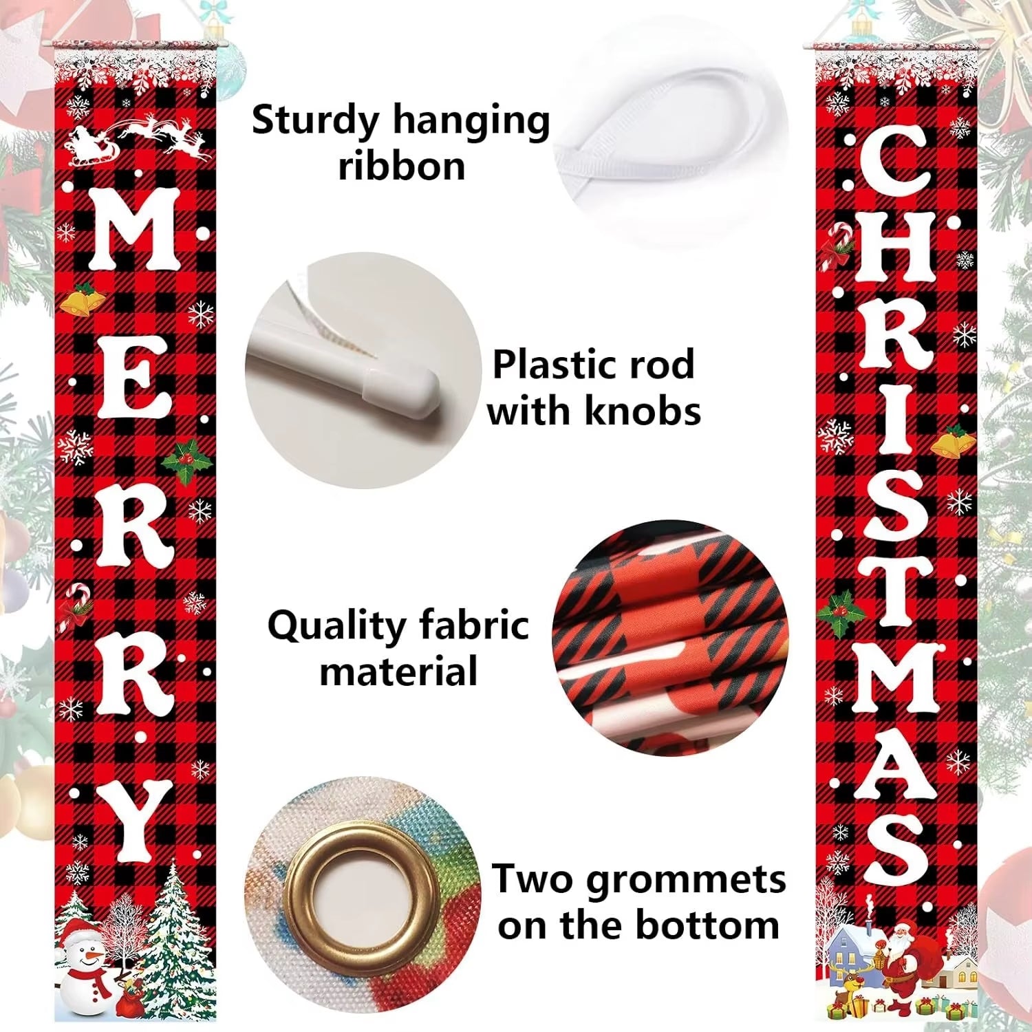Christmas Decorations Merry Christmas Banner Xmas Porch Door Sign Welcome Banner for Wall Home Party Decor Christmas Decorations