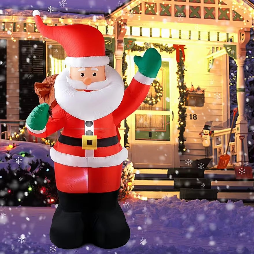 Santa Claus Inflatable Christmas Decoration with LED Lights for Indoor and Outdoor Garden Use