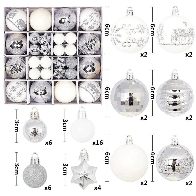Christmas Ornaments Set with Decorative Balls 44pcs