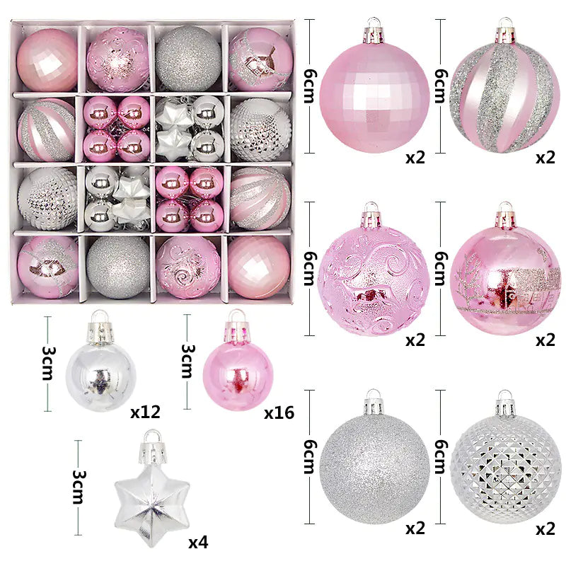 Christmas Ornaments Set with Decorative Balls 44pcs