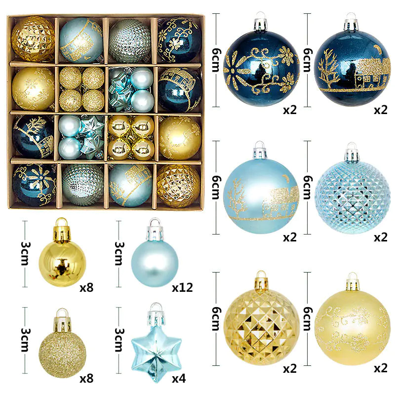 Christmas Ornaments Set with Decorative Balls 44pcs