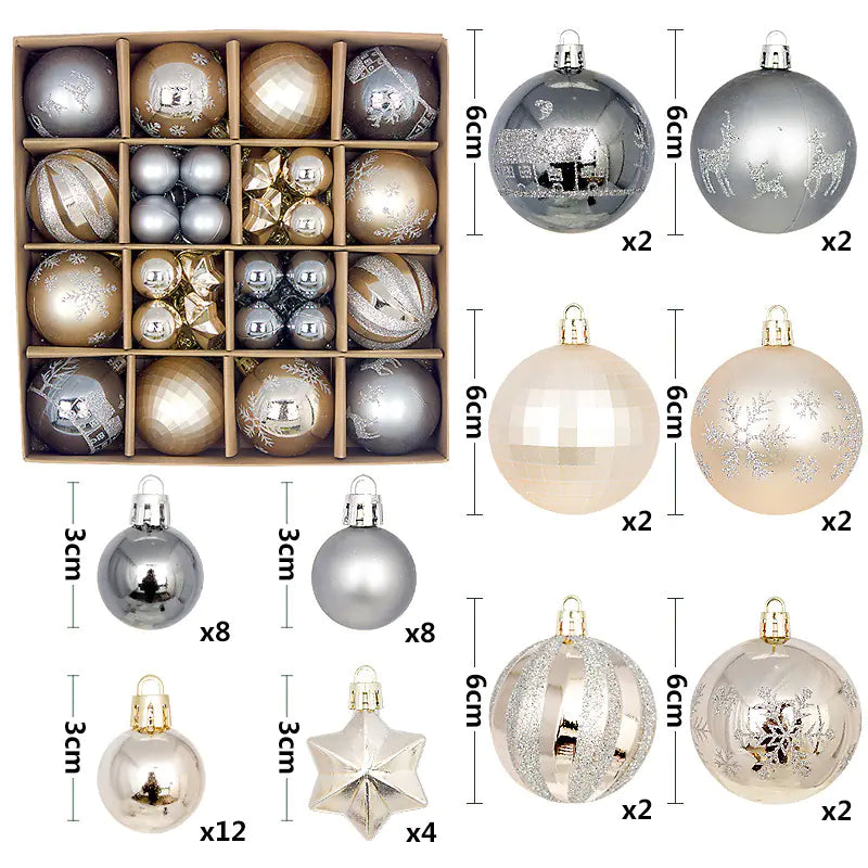 Christmas Ornaments Set with Decorative Balls 44pcs