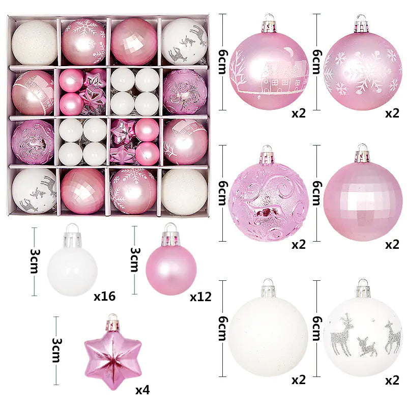 Christmas Ornaments Set with Decorative Balls 44pcs