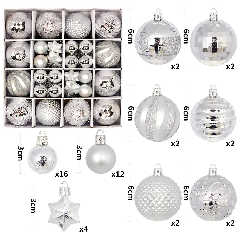 Christmas Ornaments Set with Decorative Balls 44pcs