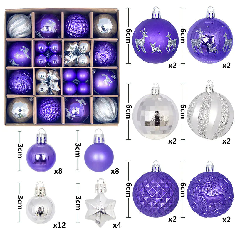 Christmas Ornaments Set with Decorative Balls 44pcs