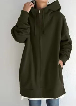 Long Hoodie Fleece Sweater
