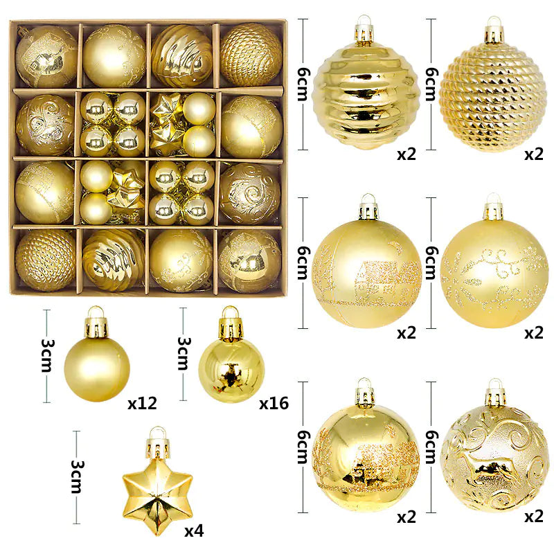 Christmas Ornaments Set with Decorative Balls 44pcs