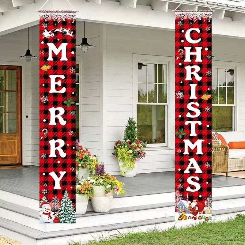 Christmas Decorations Merry Christmas Banner Xmas Porch Door Sign Welcome Banner for Wall Home Party Decor Christmas Decorations