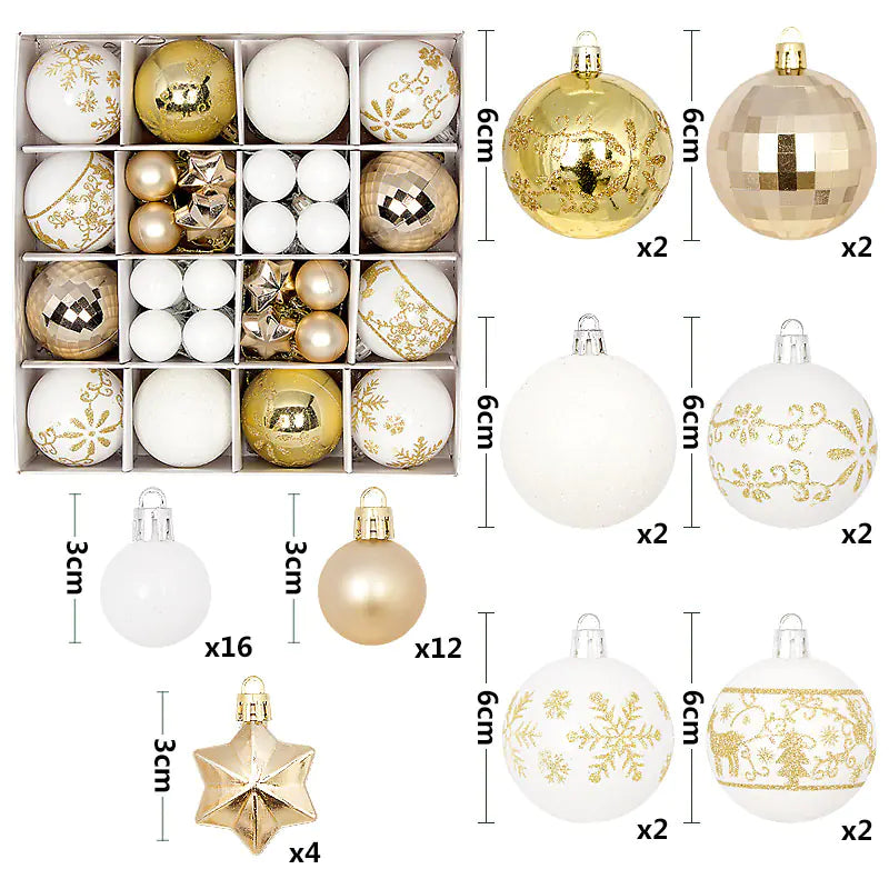 Christmas Ornaments Set with Decorative Balls 44pcs
