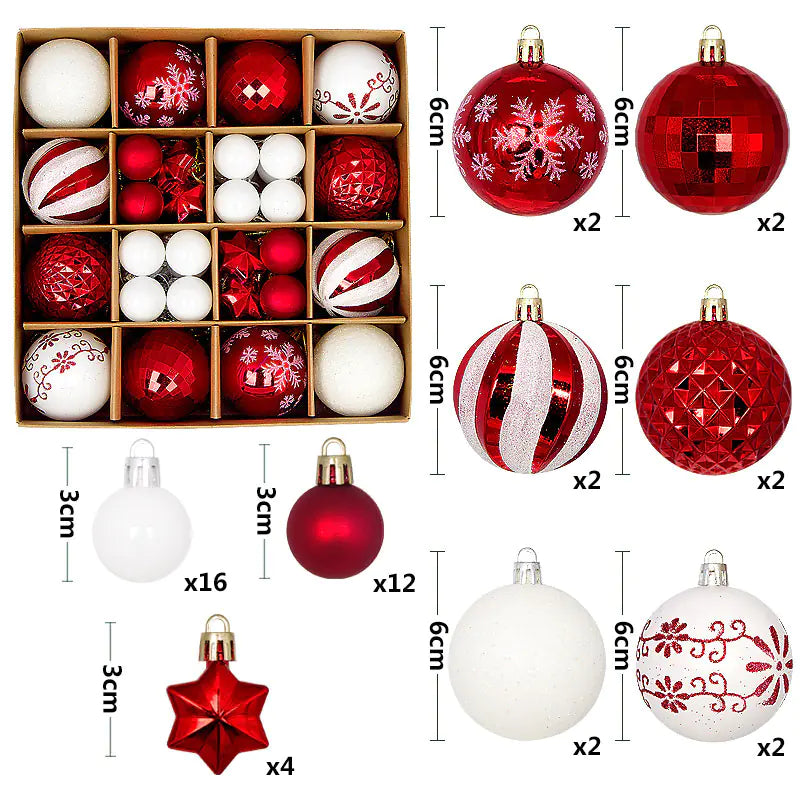 Christmas Ornaments Set with Decorative Balls 44pcs