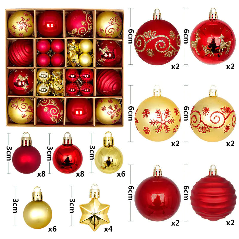 Christmas Ornaments Set with Decorative Balls 44pcs