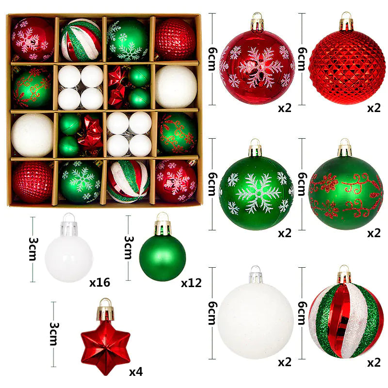 Christmas Ornaments Set with Decorative Balls 44pcs