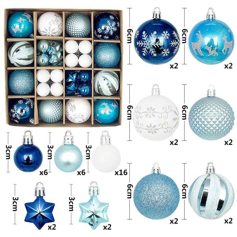 Christmas Ornaments Set with Decorative Balls 44pcs