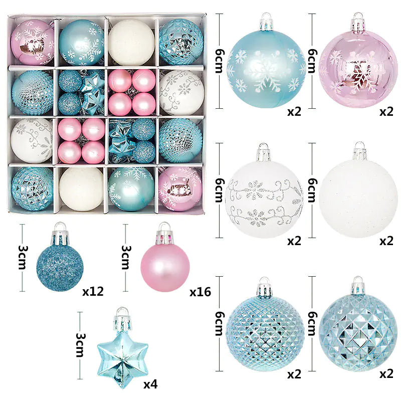 Christmas Ornaments Set with Decorative Balls 44pcs